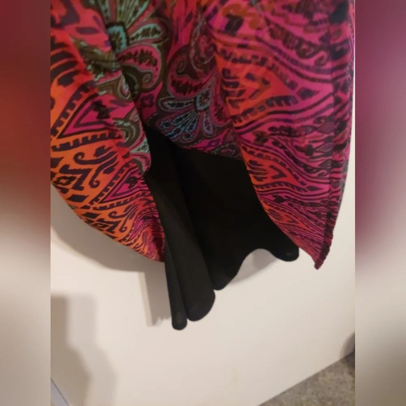 Y2K Xhiliration Strapless Maxi dress Pink Orange abstract Beach Bohemian Large - Picture 5 of 9